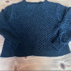 Daytrip Black Textured Knit Sweater with Open Sleeves Size Large